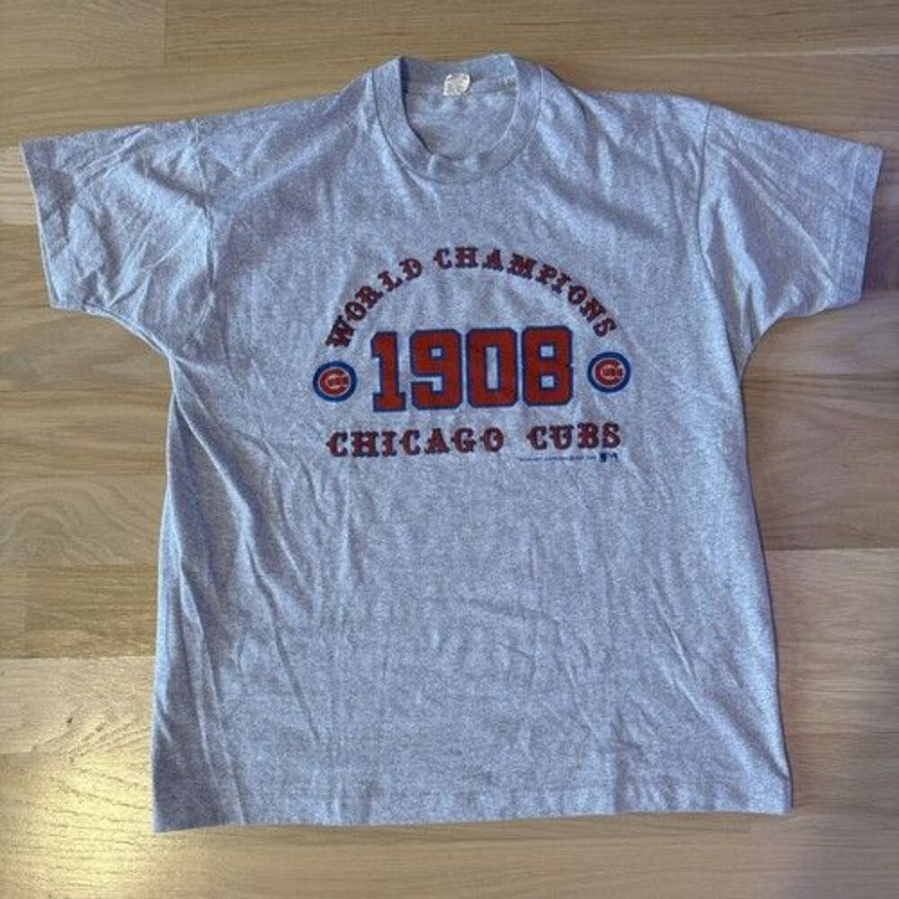 Vtg 80s Chicago Cubs T-Shirt Mens XL Screen Stars Soft Thin 1908 World Champions